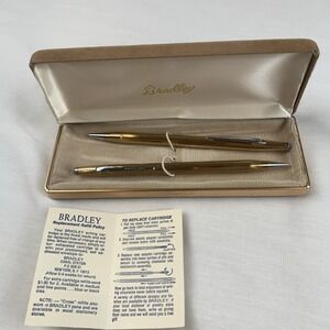 Vtg 60's Bradley Astramatic Pen And Mechanical Pencil Set Gold Tone Made In USA